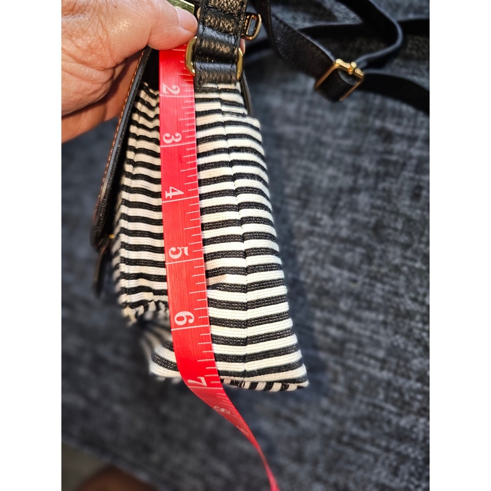 Fossil Crossbody Bag Women Small Brown‎ Black White Striped New Nautical - Picture 5 of 11